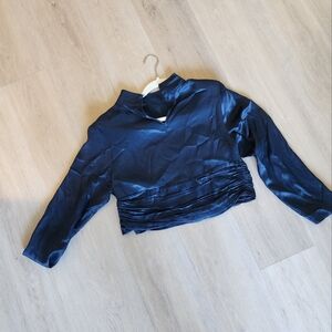 Zara Long Sleeve Blue Collar Top